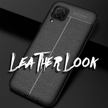 NALIA Design Case kompatibel mit Huawei P40 Lite Hülle, Leder Optik Stylische Handyhülle Stoßfeste Silikon Schutzhülle, Slim Phone Backcover Dünne Handy-Tasche Cover Bumper Robust Etui - Schwarz