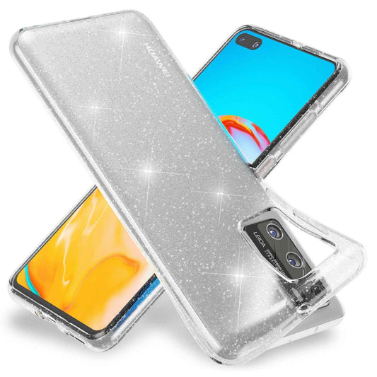 NALIA Glitzerhülle für Huawei P40 – Funkelndes Silikon Case – DAZZLIN (Transparent & Stoßfest) – Marke aus Berlin