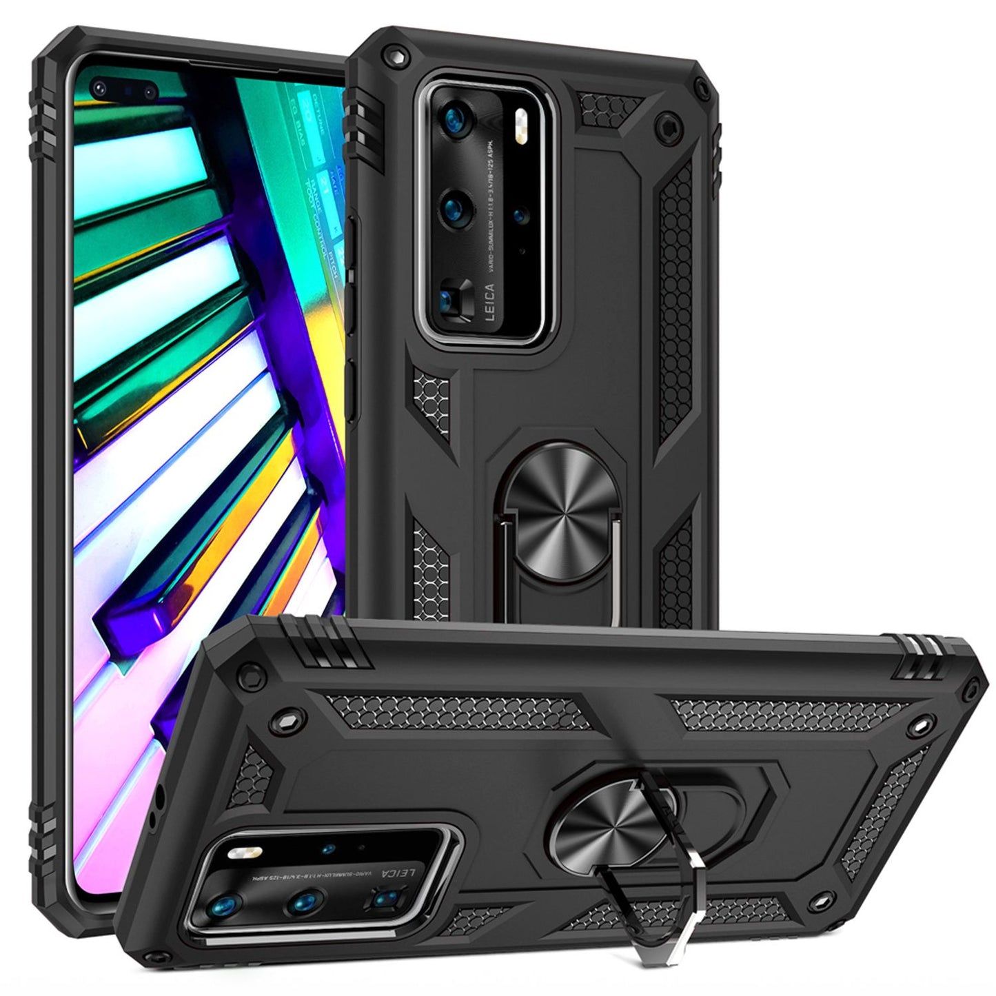 NALIA Panzerhülle für Huawei P40 Pro – Ring-Ständer 360° & Magnet-Halterung Kompatibel – RINGDEFEND (Stoßfestes Outdoor Case) – Marke aus Berlin