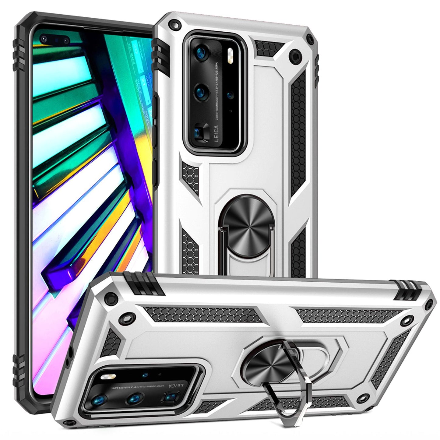NALIA Panzerhülle für Huawei P40 Pro – Ring-Ständer 360° & Magnet-Halterung Kompatibel – RINGDEFEND (Stoßfestes Outdoor Case) – Marke aus Berlin