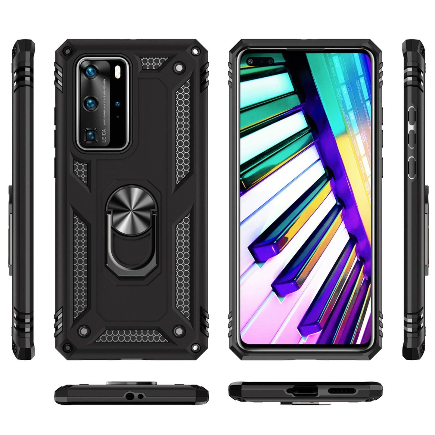 NALIA Panzerhülle für Huawei P40 Pro – Ring-Ständer 360° & Magnet-Halterung Kompatibel – RINGDEFEND (Stoßfestes Outdoor Case) – Marke aus Berlin