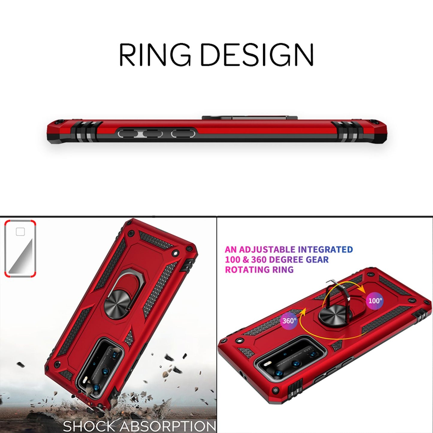 NALIA Panzerhülle für Huawei P40 Pro – Ring-Ständer 360° & Magnet-Halterung Kompatibel – RINGDEFEND (Stoßfestes Outdoor Case) – Marke aus Berlin