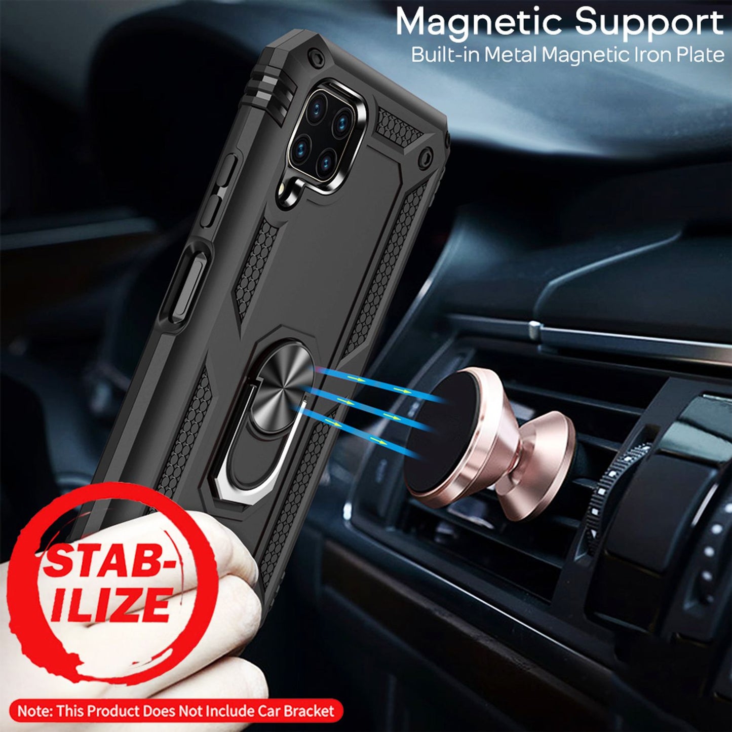 NALIA Panzerhülle für Huawei P40 Lite – Ring-Ständer 360° & Magnet-Halterung Kompatibel – RINGDEFEND (Stoßfestes Outdoor Case) – Marke aus Berlin