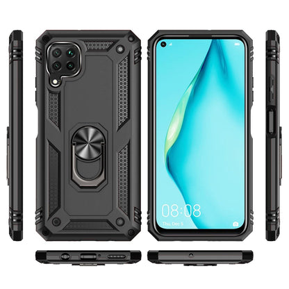NALIA Panzerhülle für Huawei P40 Lite – Ring-Ständer 360° & Magnet-Halterung Kompatibel – RINGDEFEND (Stoßfestes Outdoor Case) – Marke aus Berlin