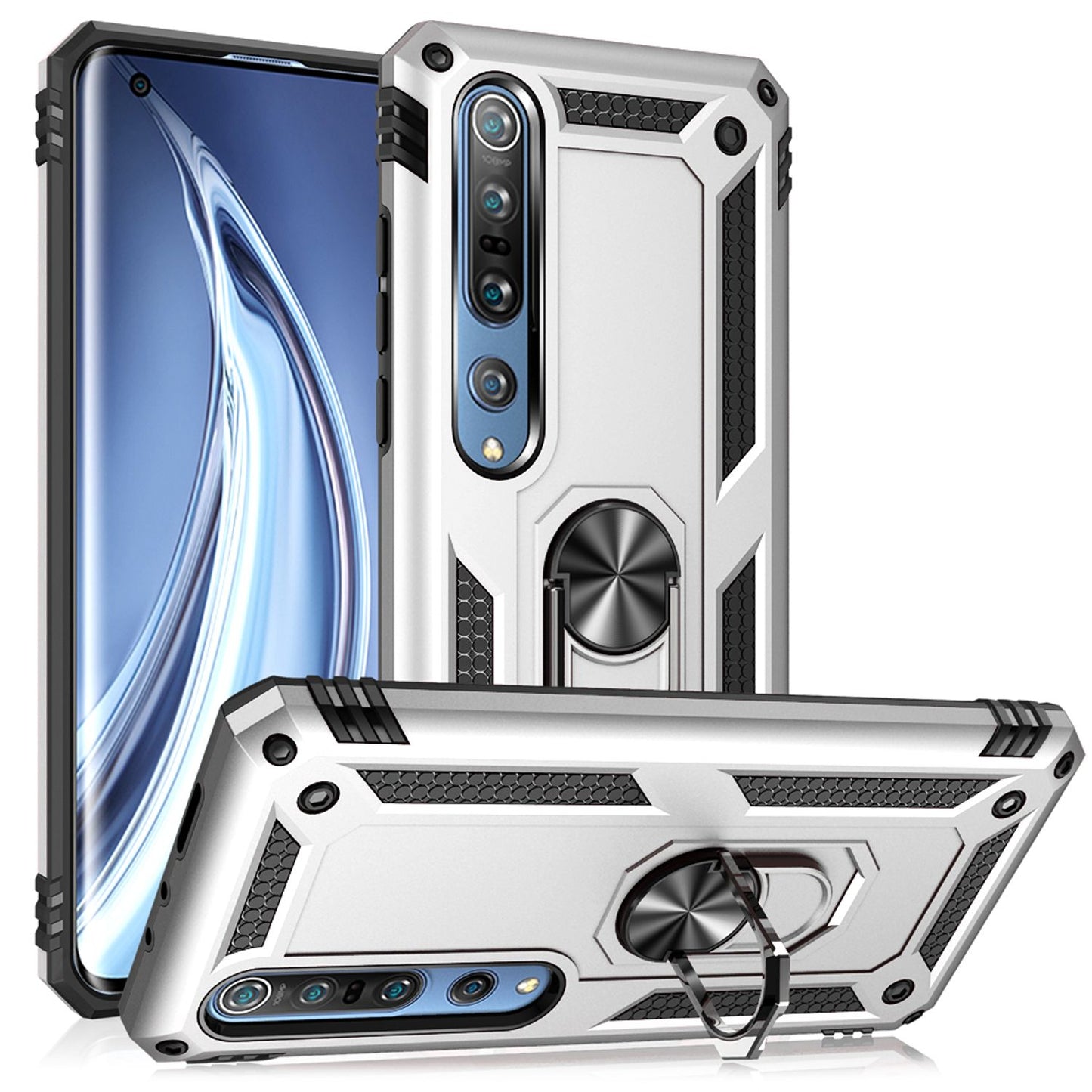 NALIA Panzerhülle für Xiaomi Mi 10 / 10 Pro – Ring-Ständer 360° & Magnet-Halterung Kompatibel – RINGDEFEND (Stoßfestes Outdoor Case) – Marke aus Berlin