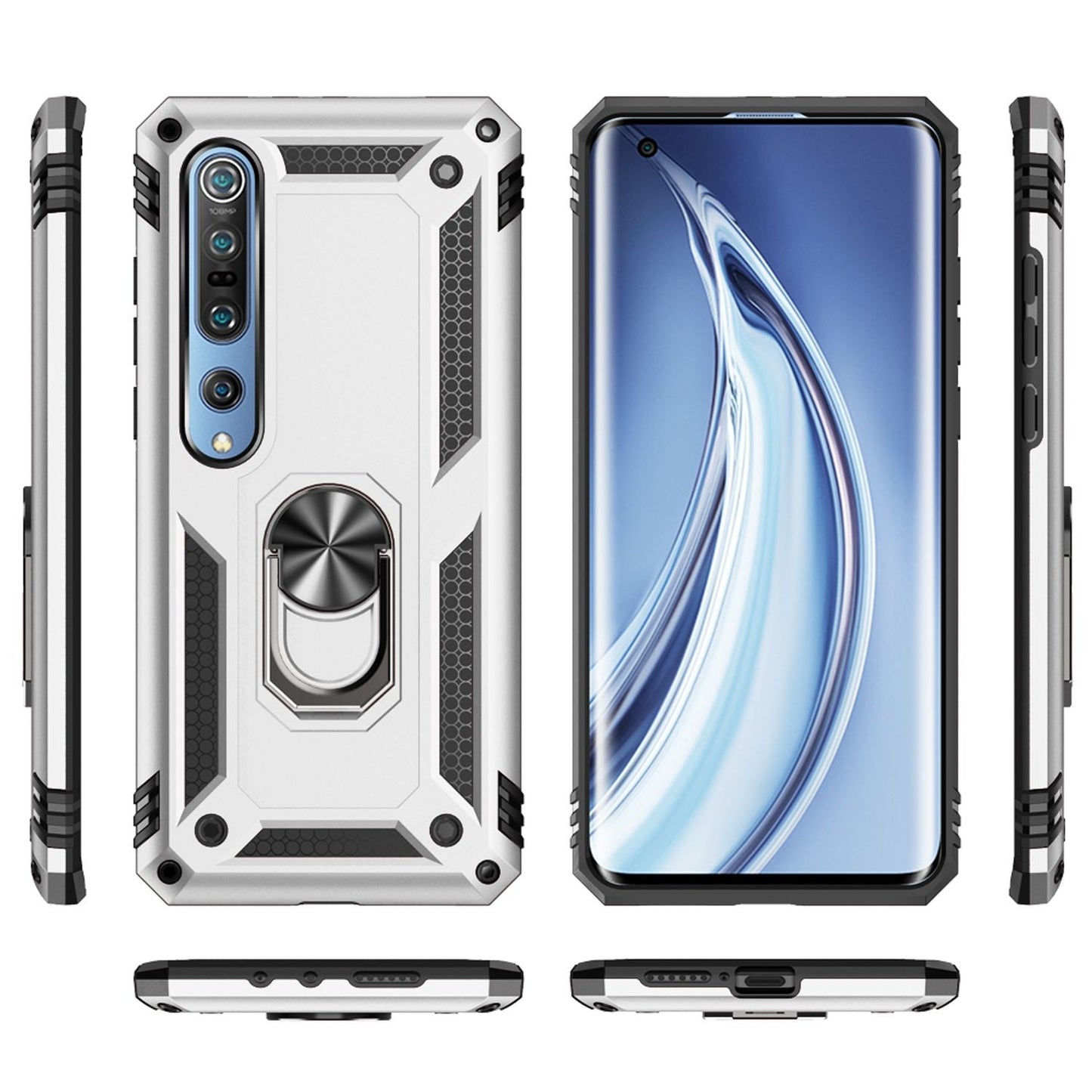 NALIA Panzerhülle für Xiaomi Mi 10 / 10 Pro – Ring-Ständer 360° & Magnet-Halterung Kompatibel – RINGDEFEND (Stoßfestes Outdoor Case) – Marke aus Berlin