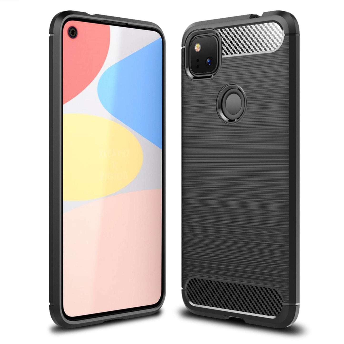 NALIA Silikonhülle für Google Pixel 4a – Rutschfest & Matt – VORTEX (Gebürstete Optik & Carbon Design) – Marke aus Berlin