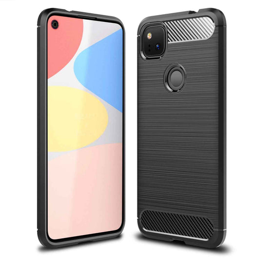NALIA Silikonhülle für Google Pixel 4a – Rutschfest & Matt – VORTEX (Gebürstete Optik & Carbon Design) – Marke aus Berlin