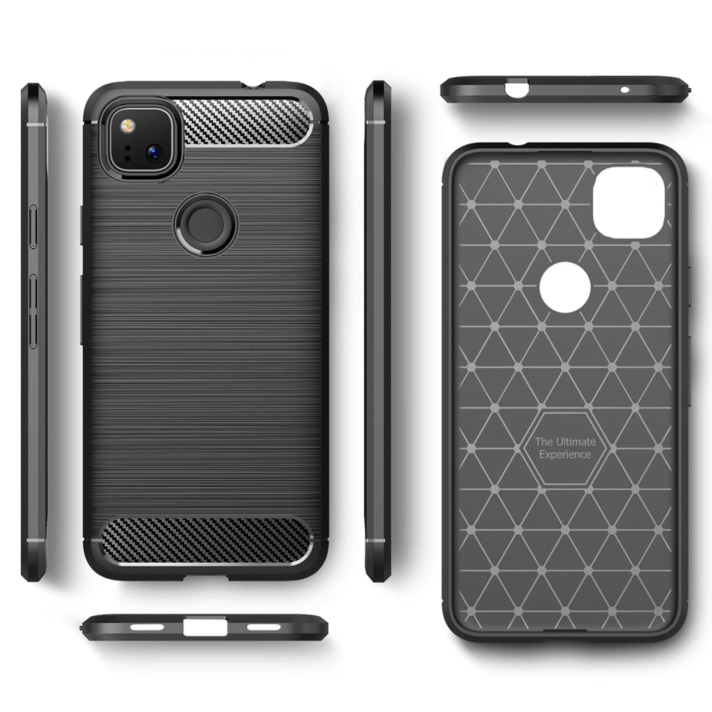 NALIA Silikonhülle für Google Pixel 4a – Rutschfest & Matt – VORTEX (Gebürstete Optik & Carbon Design) – Marke aus Berlin