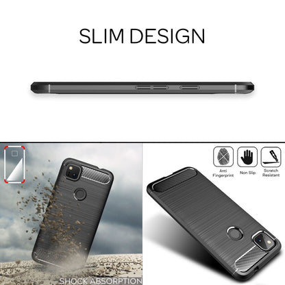 NALIA Silikonhülle für Google Pixel 4a – Rutschfest & Matt – VORTEX (Gebürstete Optik & Carbon Design) – Marke aus Berlin