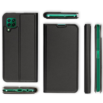 NALIA Klapphülle kompatibel mit Huawei P40 lite Hülle, Slim Flip Case Kunst-Leder Handyhülle Hard Cover Etui 360 Grad, Handy-Tasche Phone Book Bumper Schutzhülle Wallet Klappbar