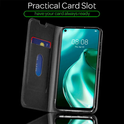 NALIA Klapphülle kompatibel mit Huawei P40 lite Hülle, Slim Flip Case Kunst-Leder Handyhülle Hard Cover Etui 360 Grad, Handy-Tasche Phone Book Bumper Schutzhülle Wallet Klappbar