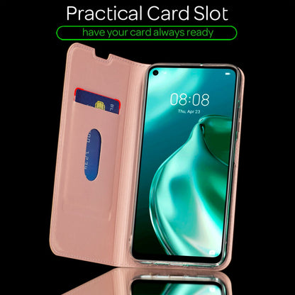 NALIA Klapphülle kompatibel mit Huawei P40 lite Hülle, Slim Flip Case Kunst-Leder Handyhülle Hard Cover Etui 360 Grad, Handy-Tasche Phone Book Bumper Schutzhülle Wallet Klappbar