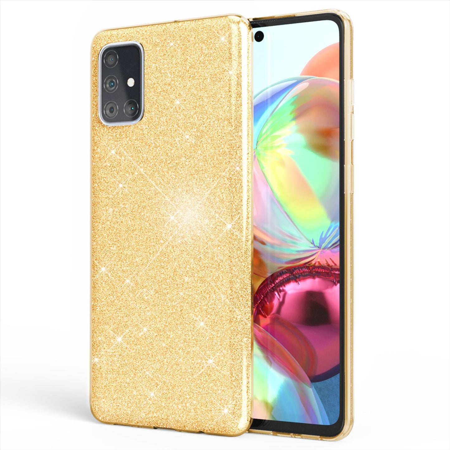 NALIA Glitzerhülle für Samsung Galaxy A71 – Funkelnder Glitzer-Look & Grip – SHINEPOP (Silikon Case) – Marke aus Berlin