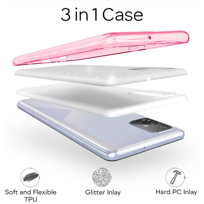 NALIA Glitzerhülle für Samsung Galaxy A71 – Funkelnder Glitzer-Look & Grip – SHINEPOP (Silikon Case) – Marke aus Berlin