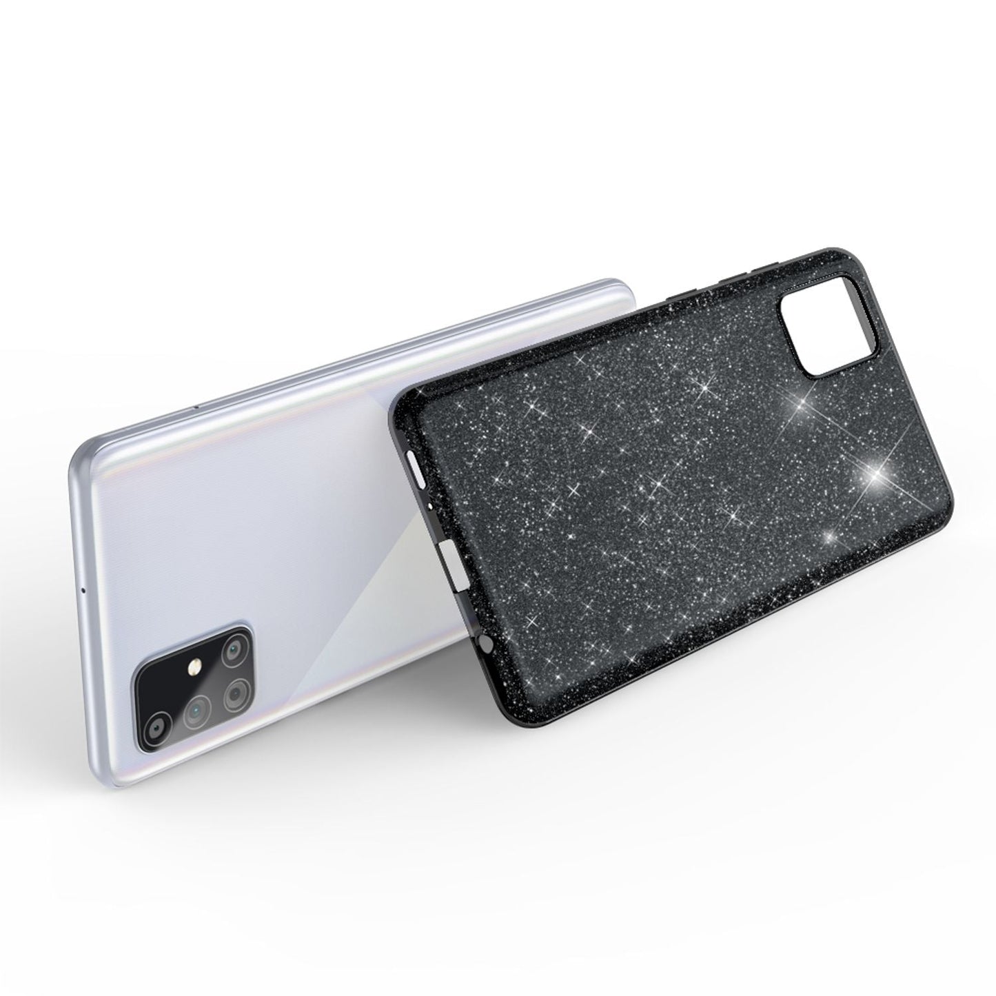 NALIA Glitzerhülle für Samsung Galaxy A71 – Funkelnder Glitzer-Look & Grip – SHINEPOP (Silikon Case) – Marke aus Berlin