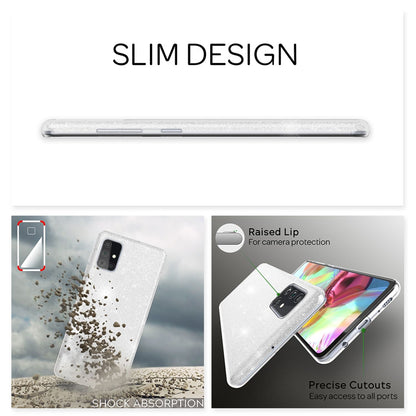 NALIA Glitzerhülle für Samsung Galaxy A71 – Funkelnder Glitzer-Look & Grip – SHINEPOP (Silikon Case) – Marke aus Berlin