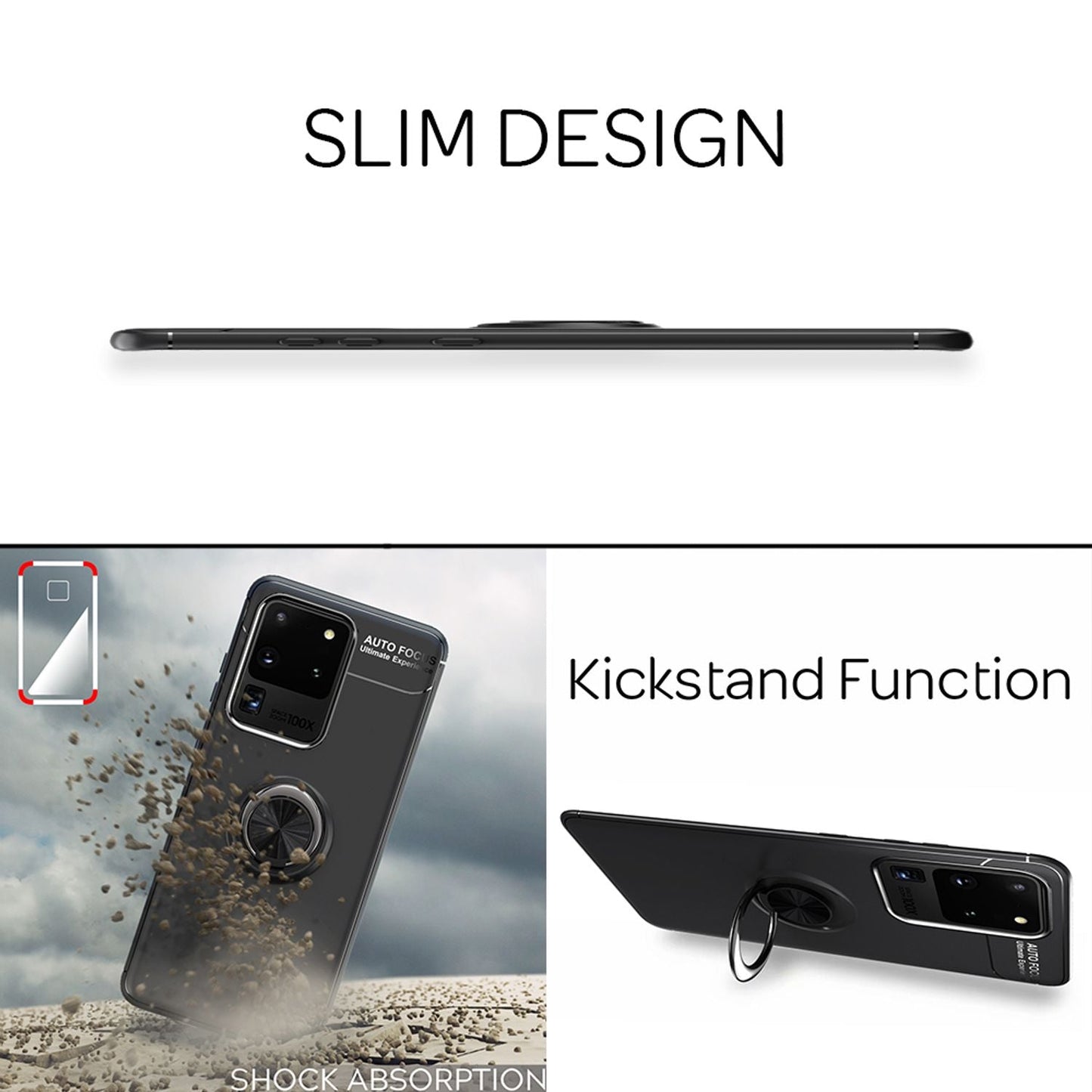 NALIA Ringhülle für Samsung Galaxy S20 Ultra – Ring-Ständer 360° & für Magnet-Halter – GRIP360 (Mattiertes Silikon Case) – Marke aus Berlin