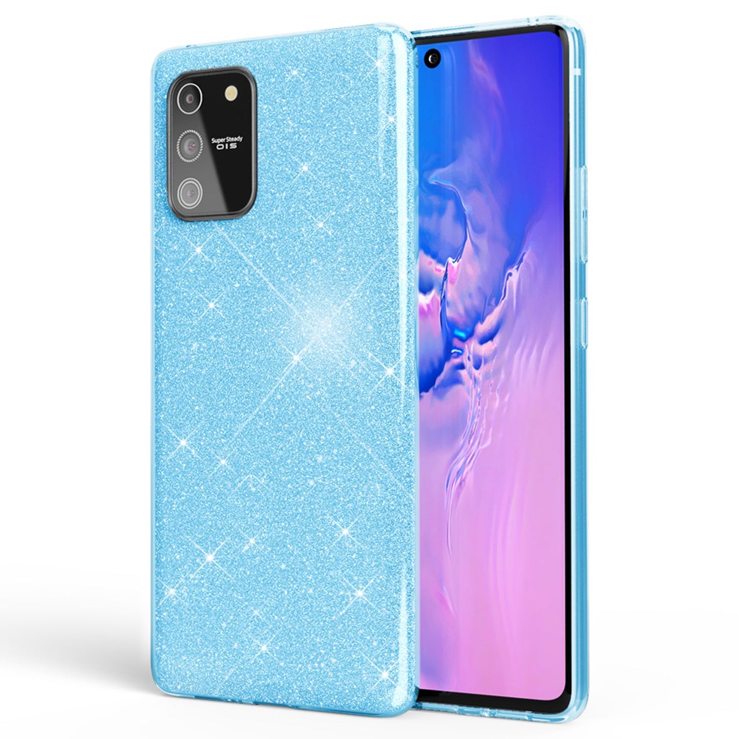 NALIA Glitzerhülle für Samsung Galaxy S10 Lite – Funkelnder Glitzer-Look & Grip – SHINEPOP (Silikon Case) – Marke aus Berlin