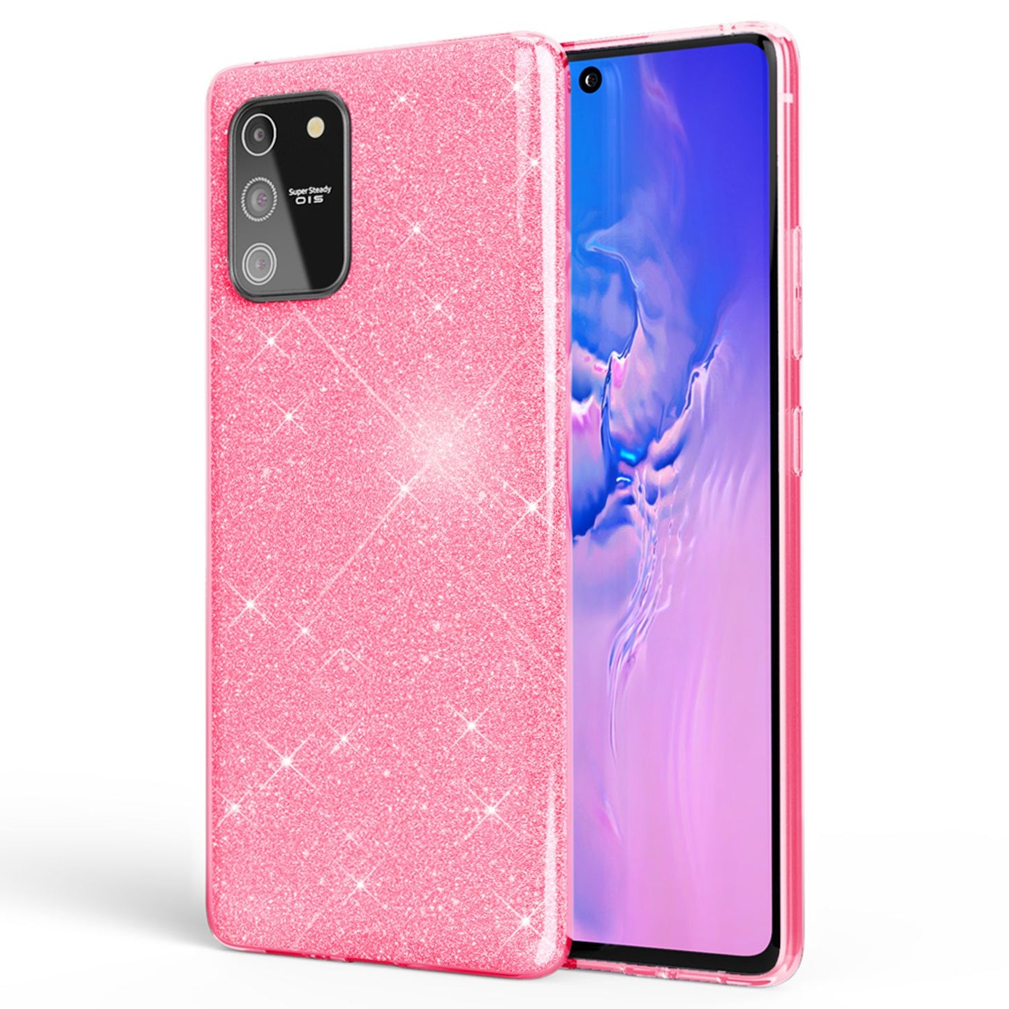 NALIA Glitzerhülle für Samsung Galaxy S10 Lite – Funkelnder Glitzer-Look & Grip – SHINEPOP (Silikon Case) – Marke aus Berlin