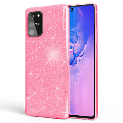 NALIA Glitzerhülle für Samsung Galaxy S10 Lite – Funkelnder Glitzer-Look & Grip – SHINEPOP (Silikon Case) – Marke aus Berlin