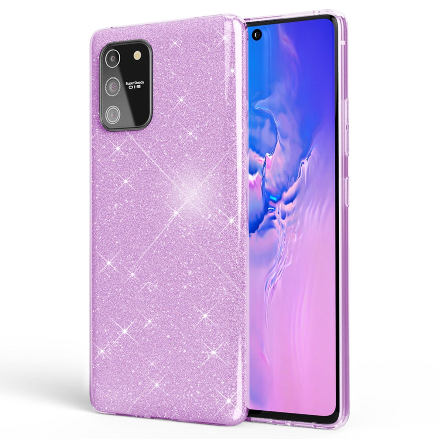 NALIA Glitzerhülle für Samsung Galaxy S10 Lite – Funkelnder Glitzer-Look & Grip – SHINEPOP (Silikon Case) – Marke aus Berlin