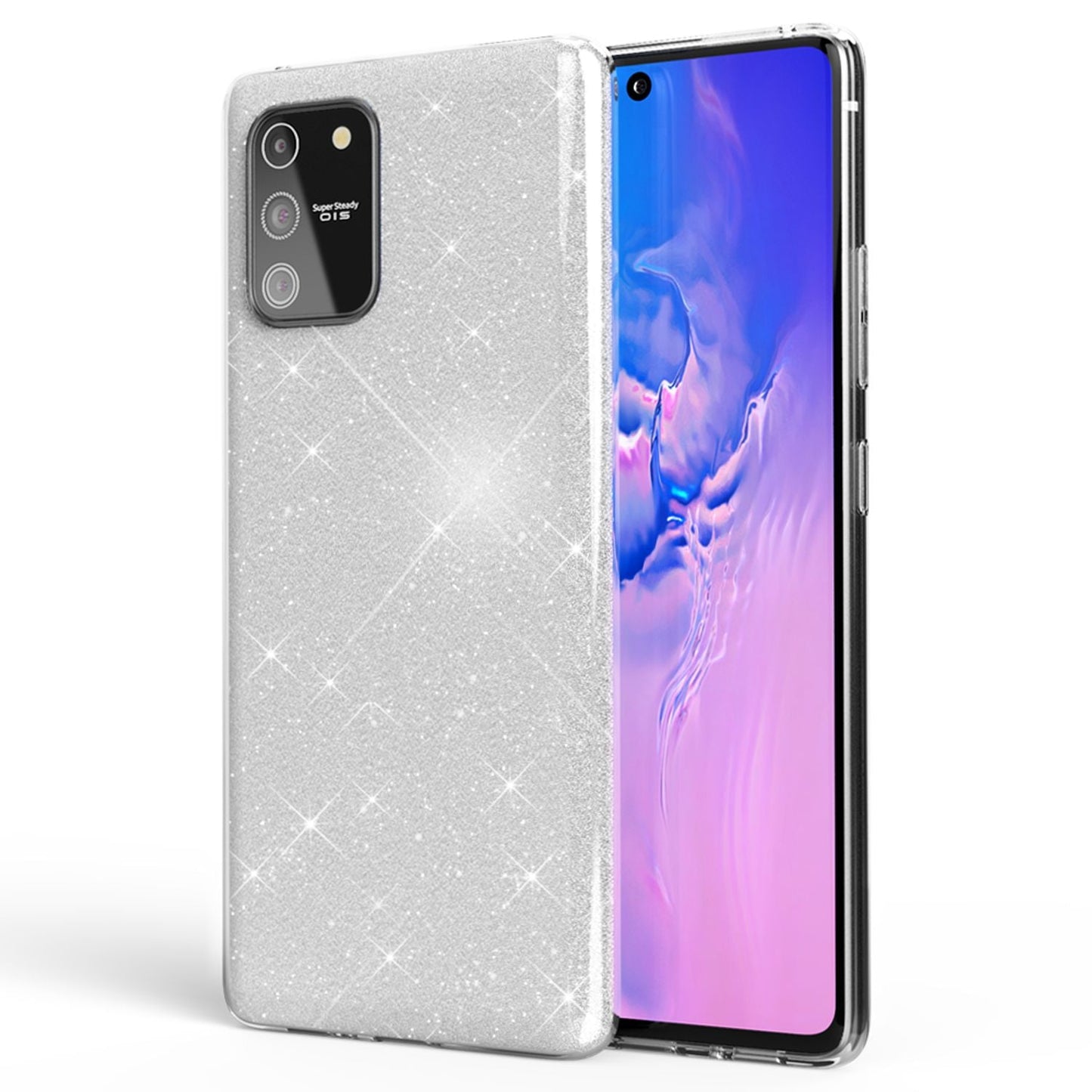 NALIA Glitzerhülle für Samsung Galaxy S10 Lite – Funkelnder Glitzer-Look & Grip – SHINEPOP (Silikon Case) – Marke aus Berlin