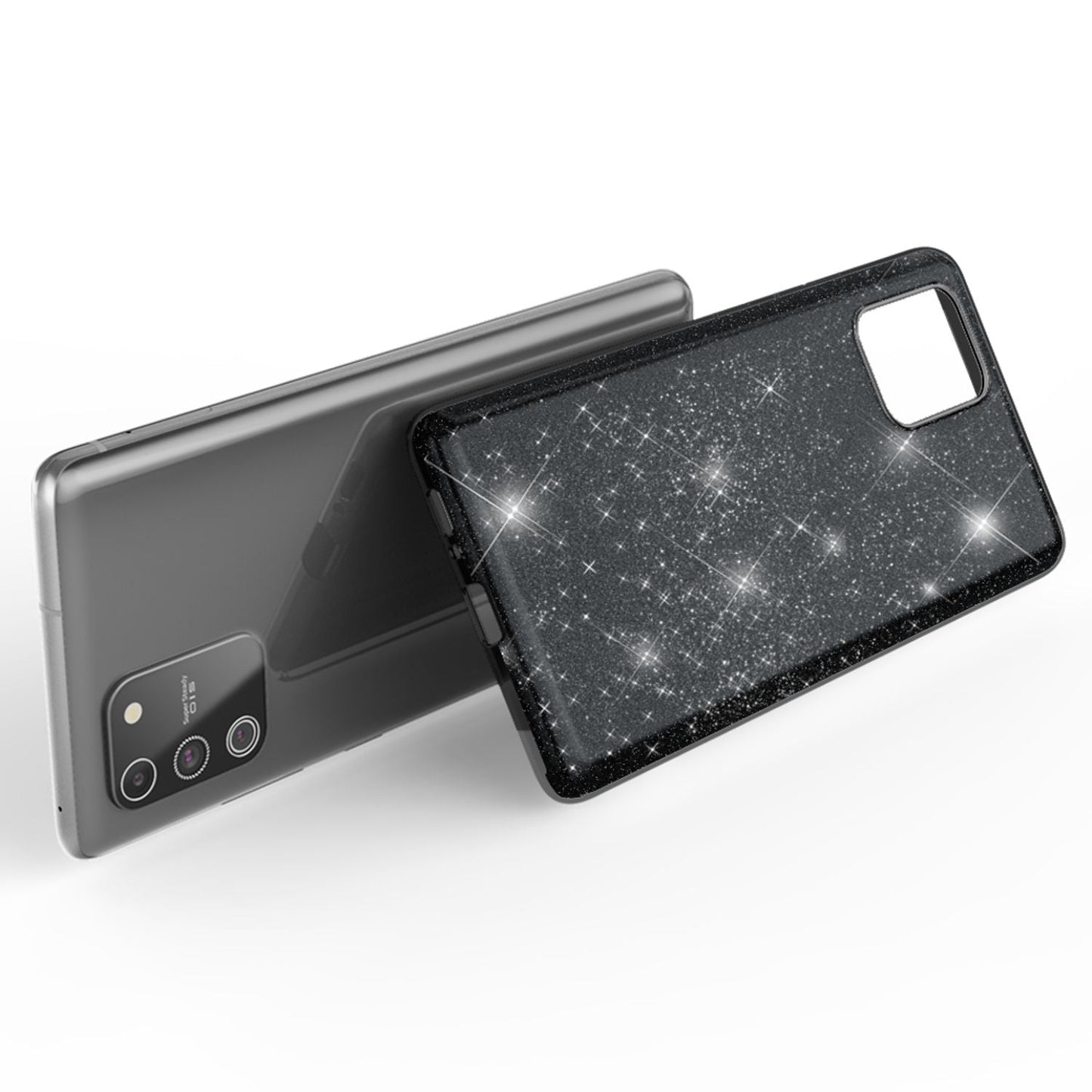 NALIA Glitzerhülle für Samsung Galaxy S10 Lite – Funkelnder Glitzer-Look & Grip – SHINEPOP (Silikon Case) – Marke aus Berlin