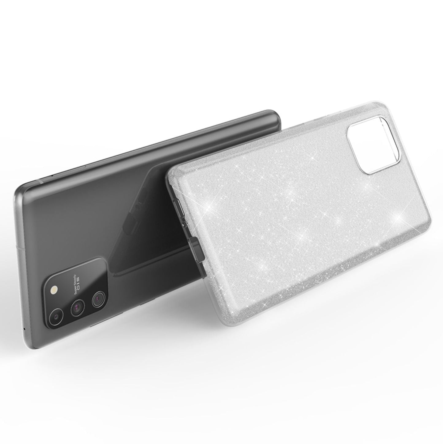 NALIA Glitzerhülle für Samsung Galaxy S10 Lite – Funkelnder Glitzer-Look & Grip – SHINEPOP (Silikon Case) – Marke aus Berlin