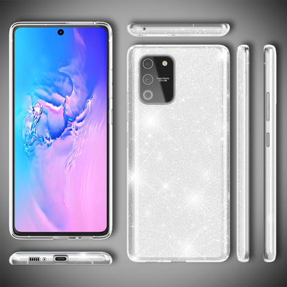NALIA Glitzerhülle für Samsung Galaxy S10 Lite – Funkelnder Glitzer-Look & Grip – SHINEPOP (Silikon Case) – Marke aus Berlin
