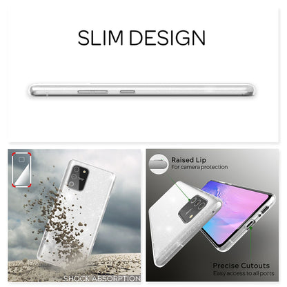 NALIA Glitzerhülle für Samsung Galaxy S10 Lite – Funkelnder Glitzer-Look & Grip – SHINEPOP (Silikon Case) – Marke aus Berlin