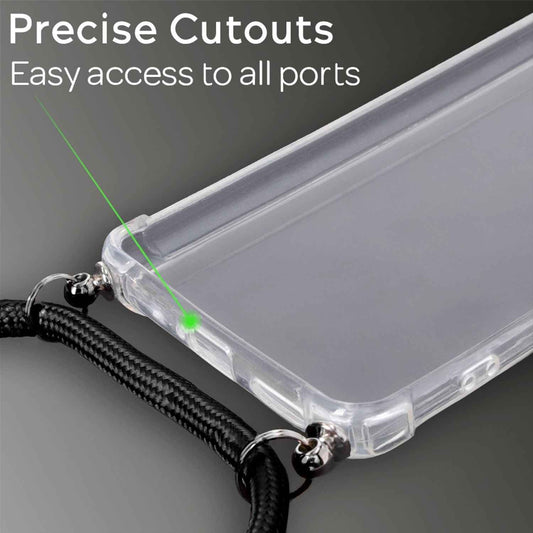 NALIA Handykette für Huawei P40 – Transparentes Hybrid-Case & Band – HANGIT (Anti-Gelb Rückseite & Verstellbar) – Marke aus Berlin