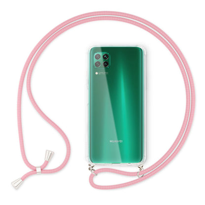 NALIA Handykette für Huawei P40 Lite – Transparentes Hybrid-Case & Band – HANGIT (Anti-Gelb Rückseite & Verstellbar) – Marke aus Berlin