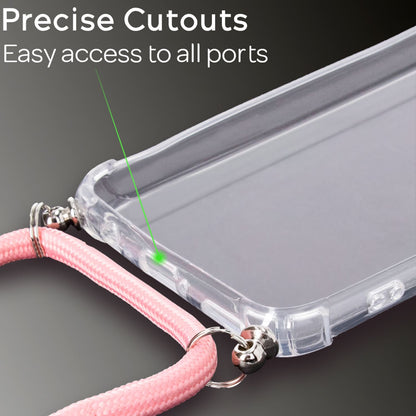 NALIA Handykette für Huawei P40 Lite – Transparentes Hybrid-Case & Band – HANGIT (Anti-Gelb Rückseite & Verstellbar) – Marke aus Berlin