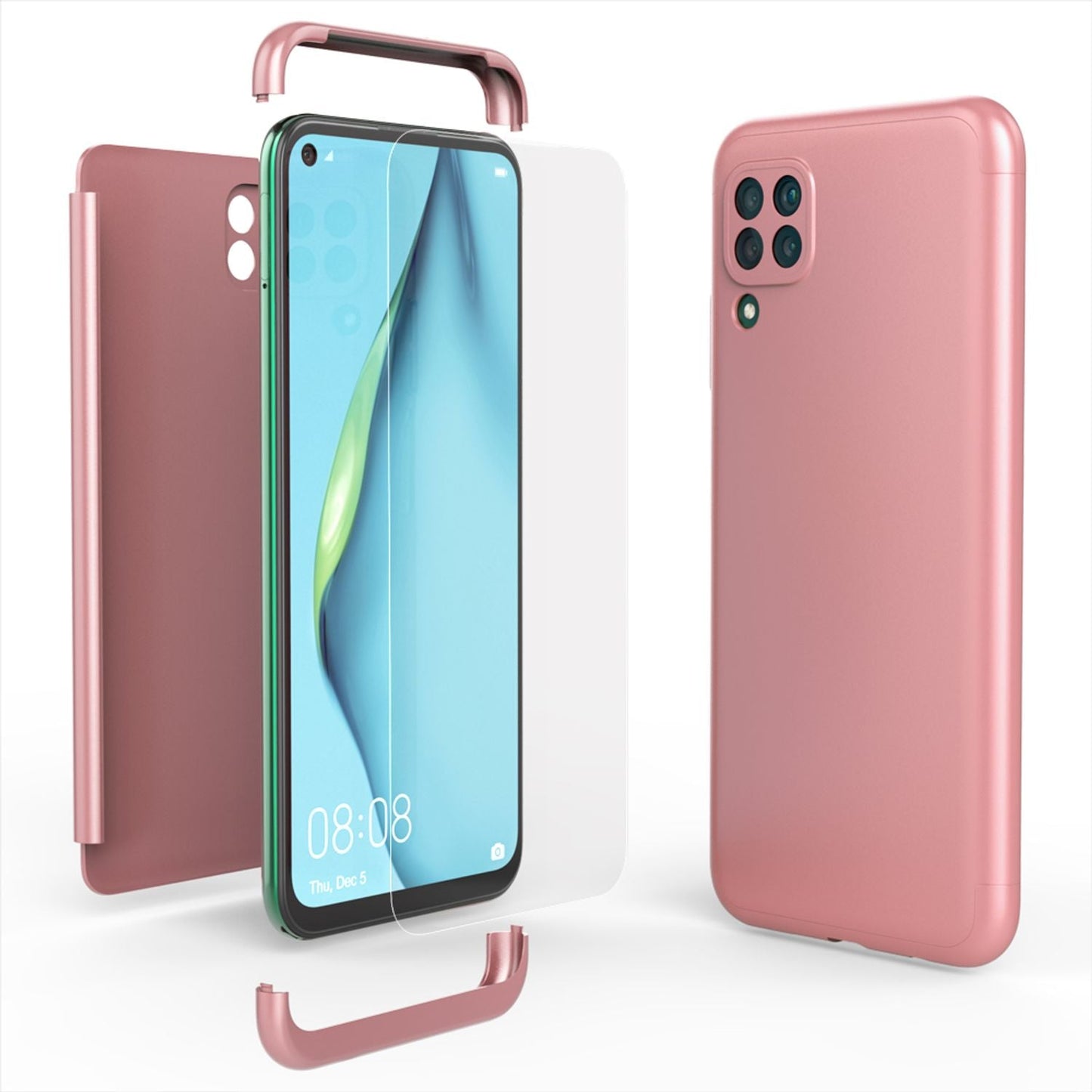 NALIA 360 Grad Handyhülle kompatibel mit Huawei P40 lite Hülle, Full-Cover & Glas vorne hinten Rundum Doppel-Schutz, Dünn Ganzkörper Phone Case Handy-Tasche, Bumper & Displayschutz