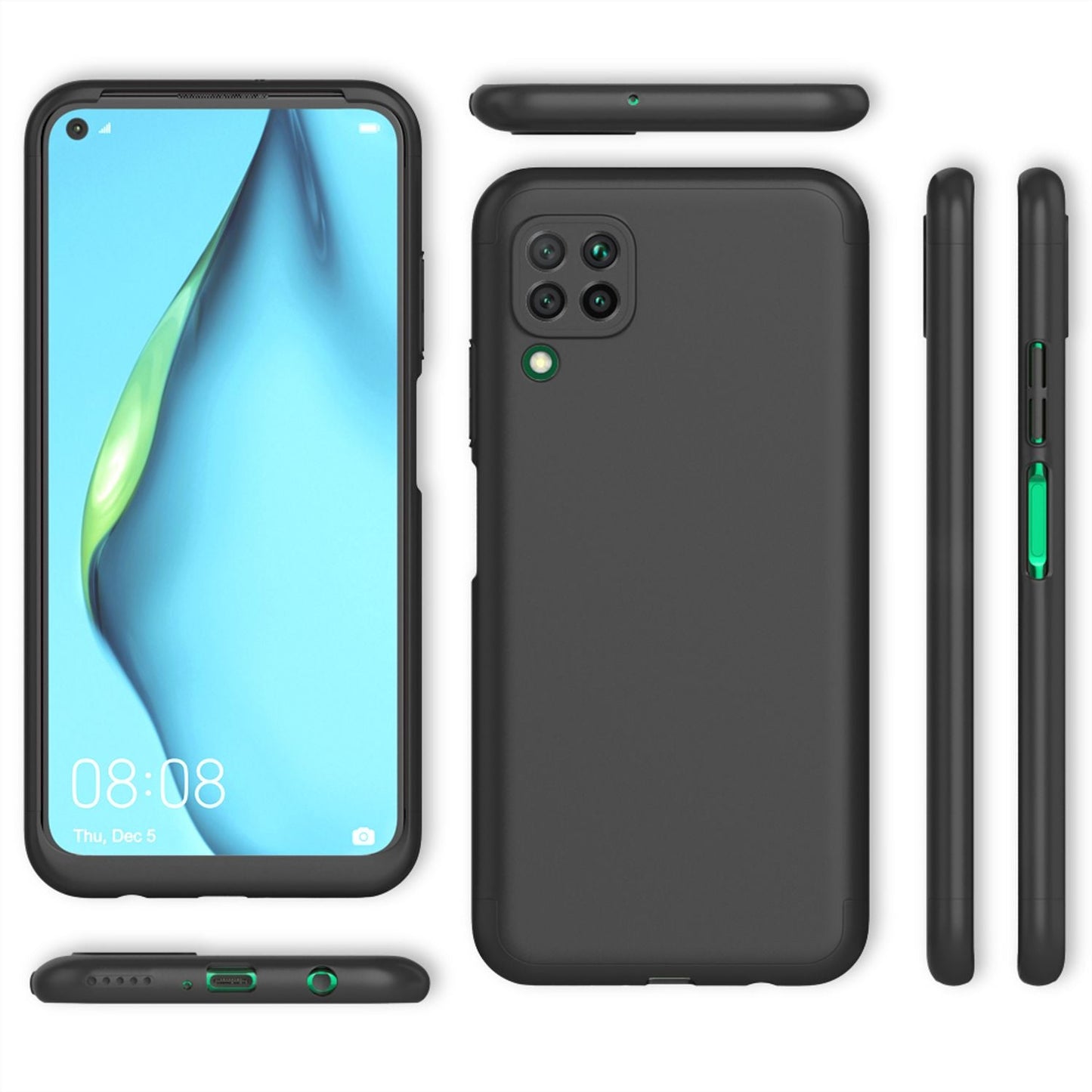 NALIA 360 Grad Handyhülle kompatibel mit Huawei P40 lite Hülle, Full-Cover & Glas vorne hinten Rundum Doppel-Schutz, Dünn Ganzkörper Phone Case Handy-Tasche, Bumper & Displayschutz