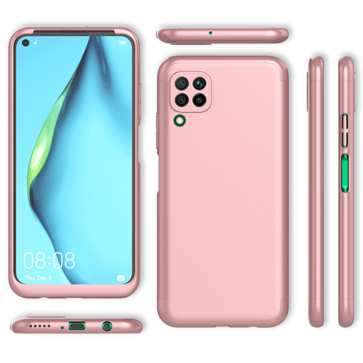 NALIA 360 Grad Handyhülle kompatibel mit Huawei P40 lite Hülle, Full-Cover & Glas vorne hinten Rundum Doppel-Schutz, Dünn Ganzkörper Phone Case Handy-Tasche, Bumper & Displayschutz