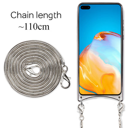 NALIA Glitzer Case mit Kette kompatibel mit Huawei P40 Hülle, Diamant Schutzhülle & Umhänge-Band, Slim Necklace Pailletten Cover Strass Handy-Tasche, Glänzende Silikon Handyhülle