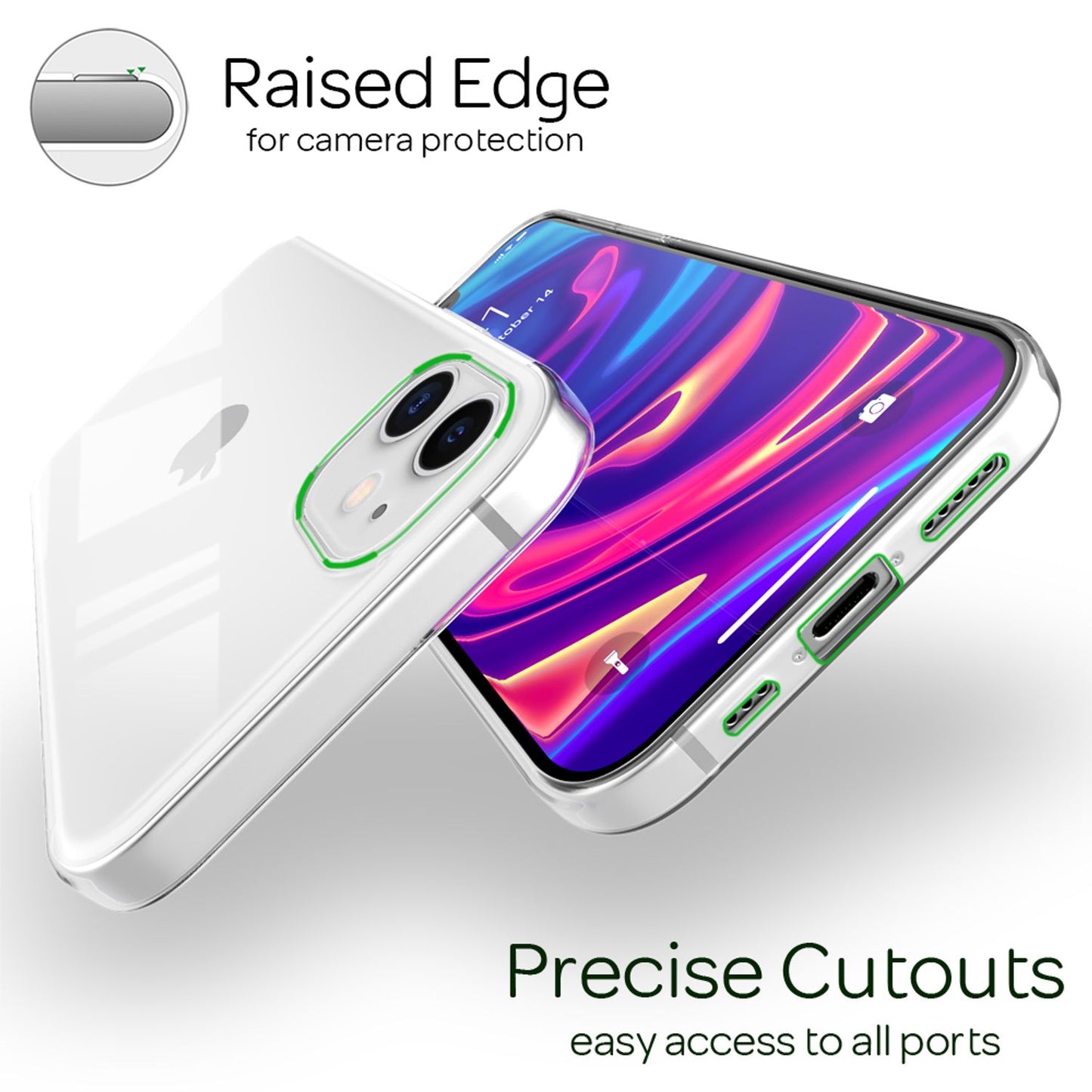 NALIA Transparente Silikonhülle für iPhone 12 / 12 Pro – Anti-Gelb & Rutschfest – GLAZE (Handyhülle Kristallklar, Schlank & Stoßfest) – Marke aus Berlin