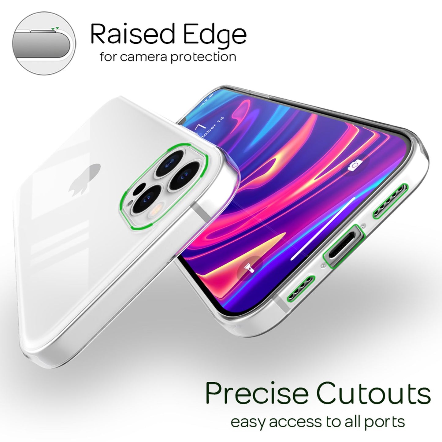 NALIA Transparente Silikonhülle für iPhone 12 Pro Max – Anti-Gelb & Rutschfest – GLAZE (Handyhülle Kristallklar, Schlank & Stoßfest) – Marke aus Berlin