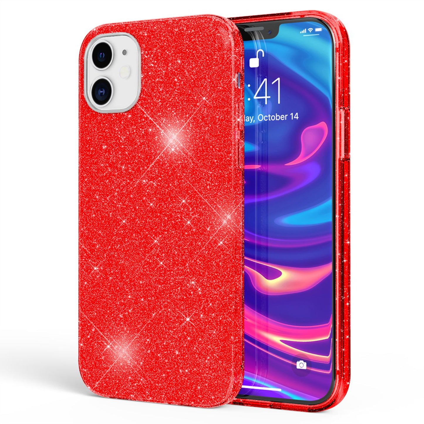 NALIA Glitzerhülle für iPhone 12 Mini – Funkelnder Glitzer-Look & Grip – SHINEPOP (Silikon Case) – Marke aus Berlin