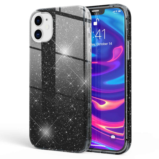 NALIA Glitzerhülle für iPhone 12 Mini – Funkelnder Glitzer-Look & Grip – SHINEPOP (Silikon Case) – Marke aus Berlin