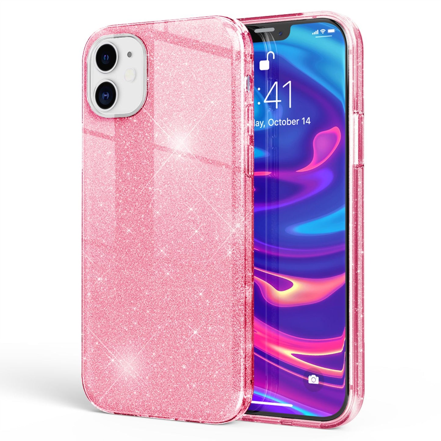NALIA Glitzerhülle für iPhone 12 / 12 Pro – Funkelnder Glitzer-Look & Grip – SHINEPOP (Silikon Case) – Marke aus Berlin