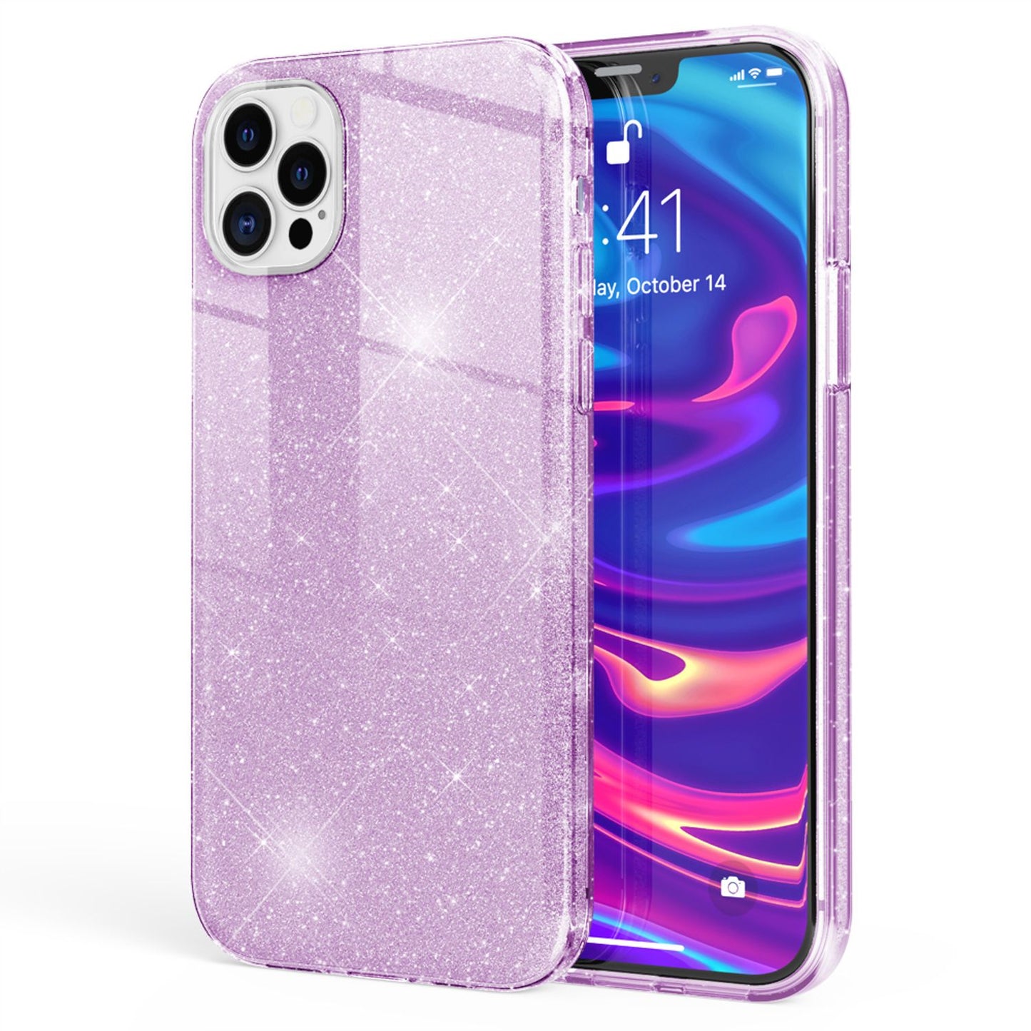 NALIA Glitzerhülle für iPhone 12 Pro Max – Funkelnder Glitzer-Look & Grip – SHINEPOP (Silikon Case) – Marke aus Berlin