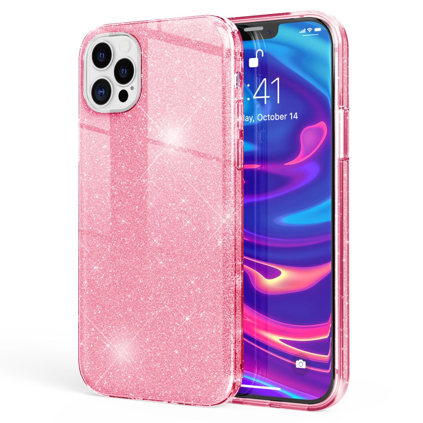 NALIA Glitzerhülle für iPhone 12 Pro Max – Funkelnder Glitzer-Look & Grip – SHINEPOP (Silikon Case) – Marke aus Berlin