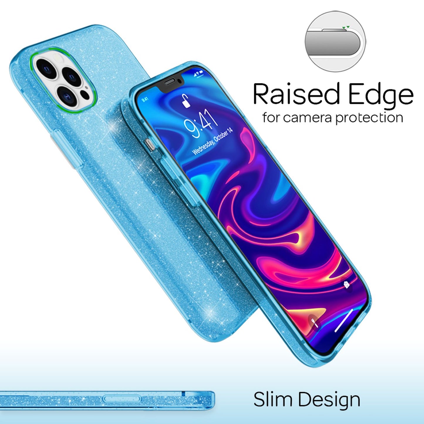 NALIA Glitzerhülle für iPhone 12 Pro Max – Funkelnder Glitzer-Look & Grip – SHINEPOP (Silikon Case) – Marke aus Berlin