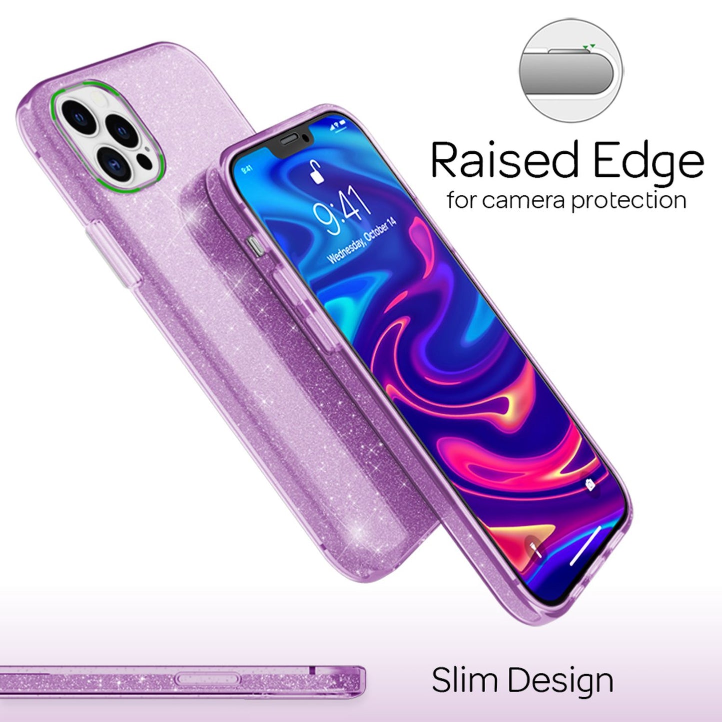 NALIA Glitzerhülle für iPhone 12 Pro Max – Funkelnder Glitzer-Look & Grip – SHINEPOP (Silikon Case) – Marke aus Berlin