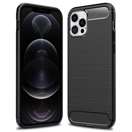NALIA Silikonhülle für iPhone 12 Pro Max – Rutschfest & Matt – VORTEX (Gebürstete Optik & Carbon Design) – Marke aus Berlin