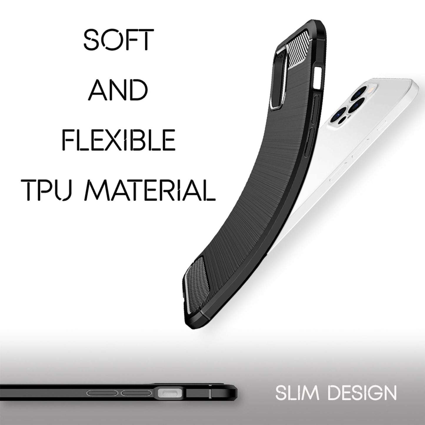 NALIA Silikonhülle für iPhone 12 Pro Max – Rutschfest & Matt – VORTEX (Gebürstete Optik & Carbon Design) – Marke aus Berlin