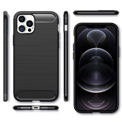 NALIA Silikonhülle für iPhone 12 Pro Max – Rutschfest & Matt – VORTEX (Gebürstete Optik & Carbon Design) – Marke aus Berlin